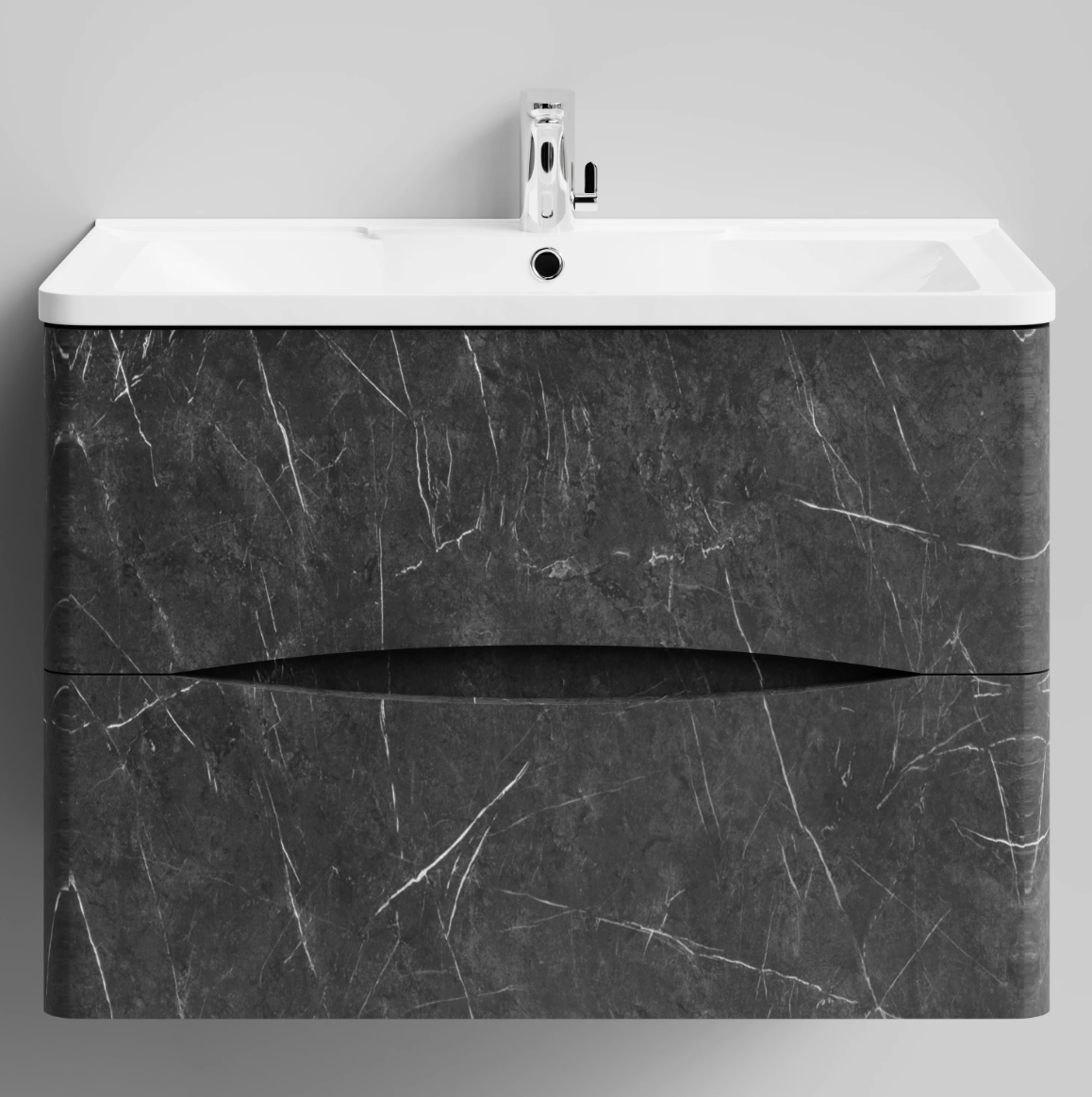 Тумба с раковиной Адель 80 подвесной Мрамор Графит софт тач