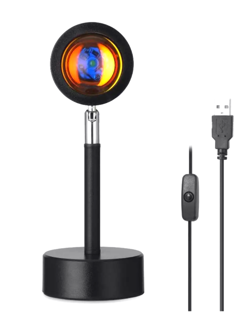 Лампа LAMPA Лампа-ночник "Закат", питание от USB, с проектором, алюминиевый корпус, чёрная — фото 1