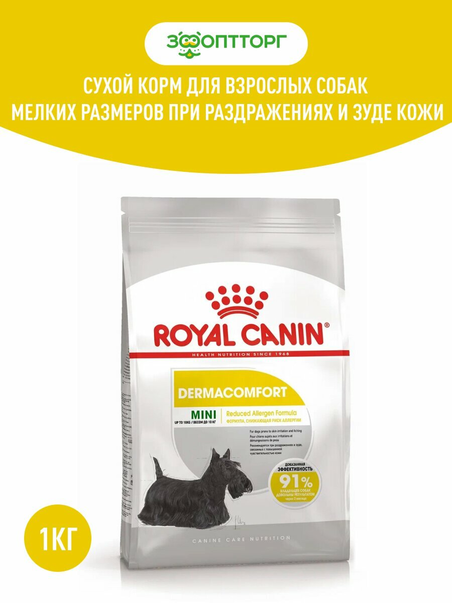 Сухой корм Royal Canin Mini Dermacomfort для собак мелких пород с раздраженной кожей Птица, 1 кг.