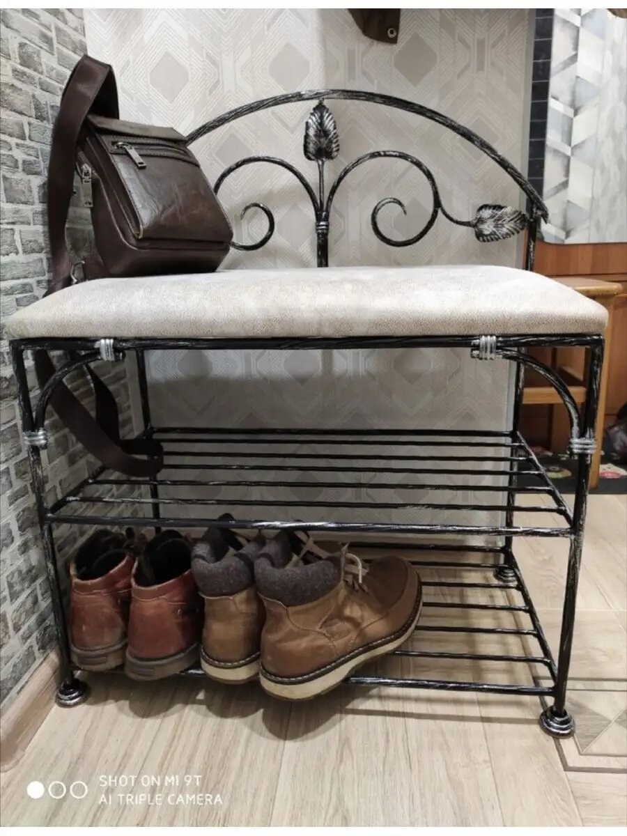 Кованая банкетка №46, Студия кованой мебели Нива, цвет античное серебро — фото 1