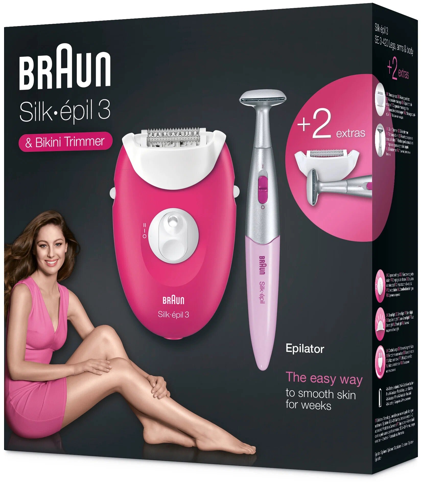Эпилятор Braun Silk-Epil 3 3420, питание от сети, 2 скорости, система подсветки