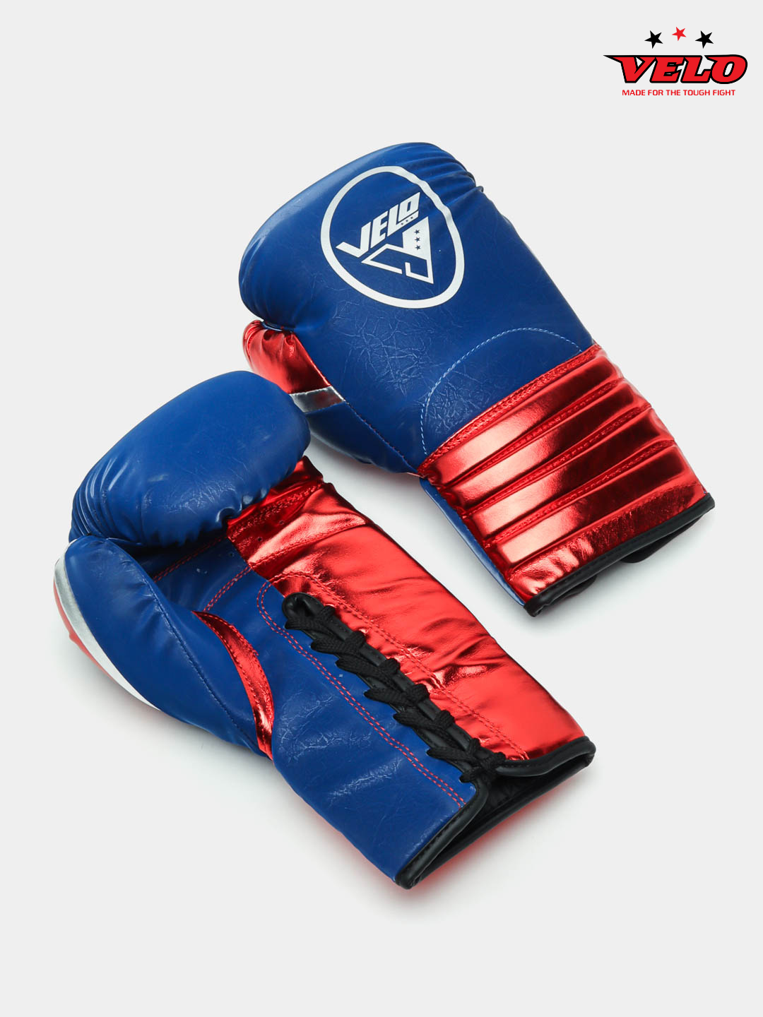 Перчатки боксерские на шнуровке VELO BO-1348 8-14 унций Синий-8 — фото 1