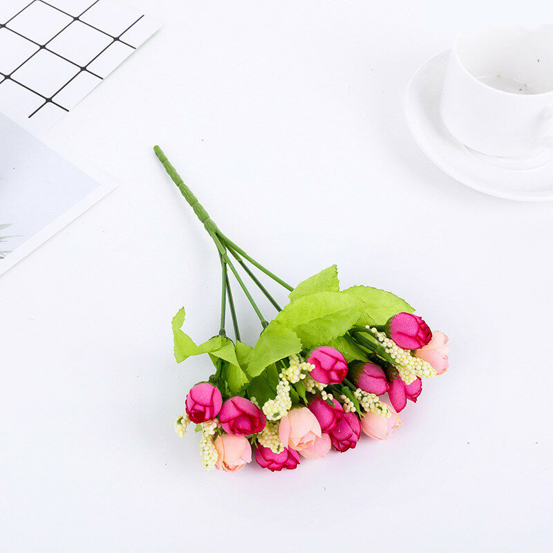 Silk flower rose bouquet for home decor with artificial flowers for bedroom and living room spring rose