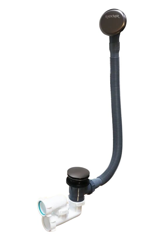 Слив перелив для ванны Radomir 2 19 7 0 9 000 50 мм  клик клак  оружейная сталь  с сифоном