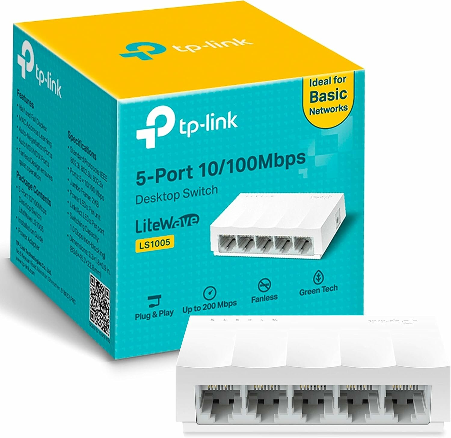 Коммутатор TP-Link LS1005LiteWave, 5 портов, 10/100, настольный, без управления