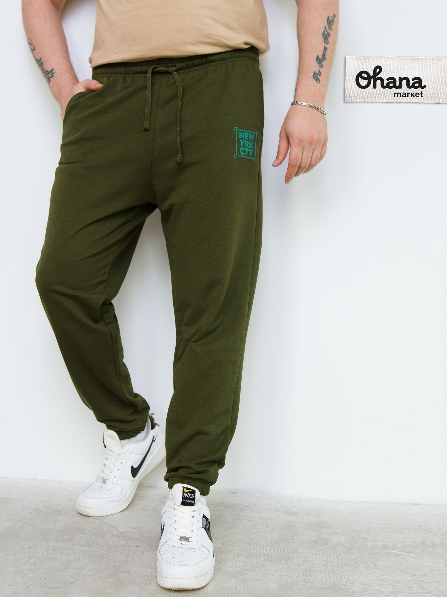 Брюки спортивные Ohana market большого размера размер 62 зелёный