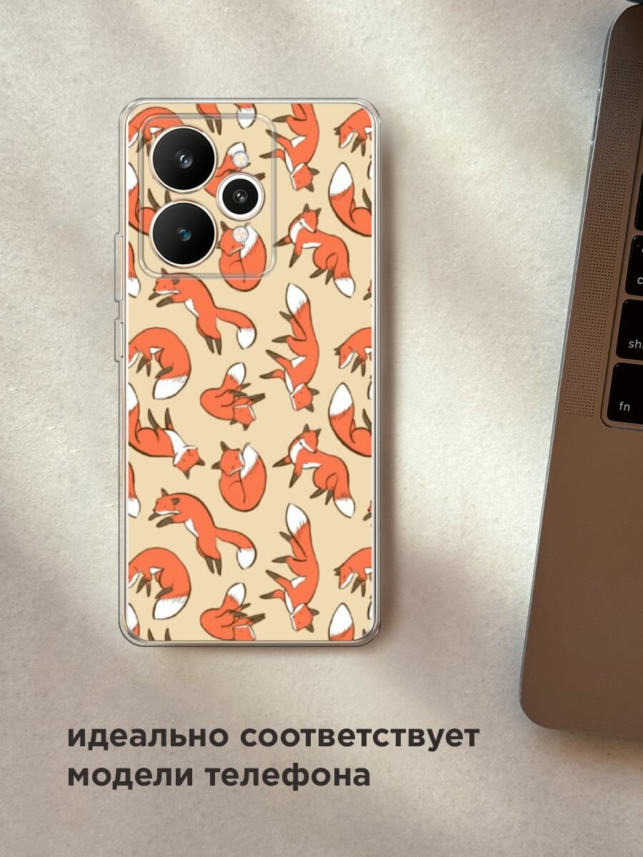 Силиконовый чехол на Realme 15 / Реалми 15 с принтом "Лисички фон" — фото 1