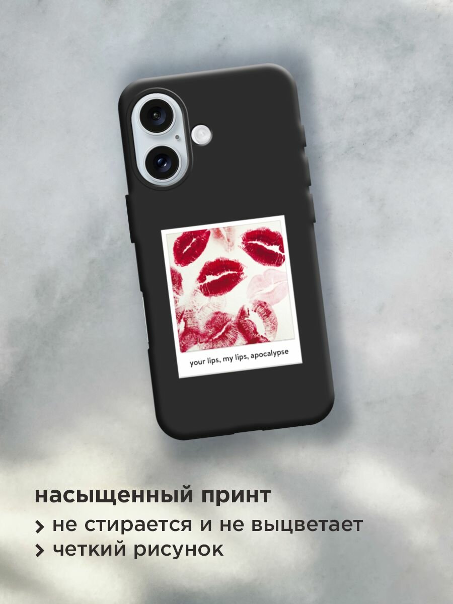 Чехол на Apple iPhone 16 / Айфон 16 с принтом "Полароид губы 3" — фото 1