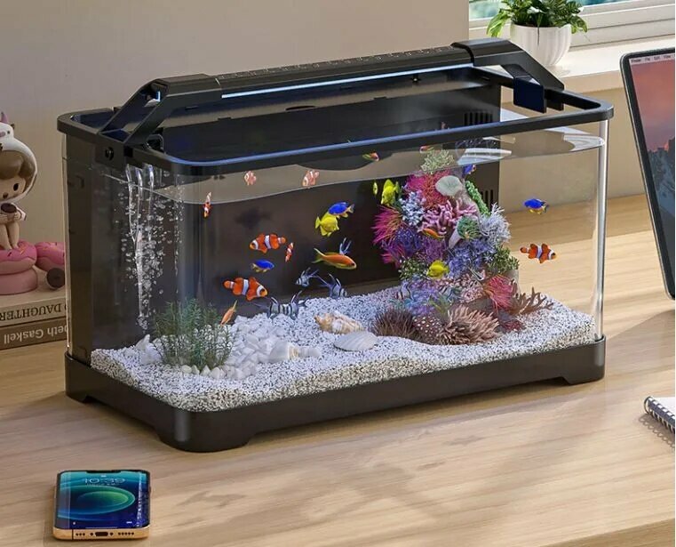 Изображение Аквариум для рыбок xiaomi Черный,38.5cm*21.5cm*21.2cm,6 аксессуаров