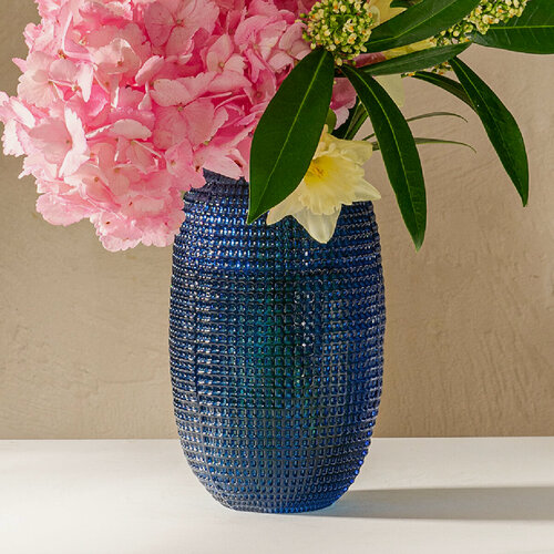 Изображение товара Ваза для цветов настольная, синего цвета 1,5 литра Zolotoy Roy