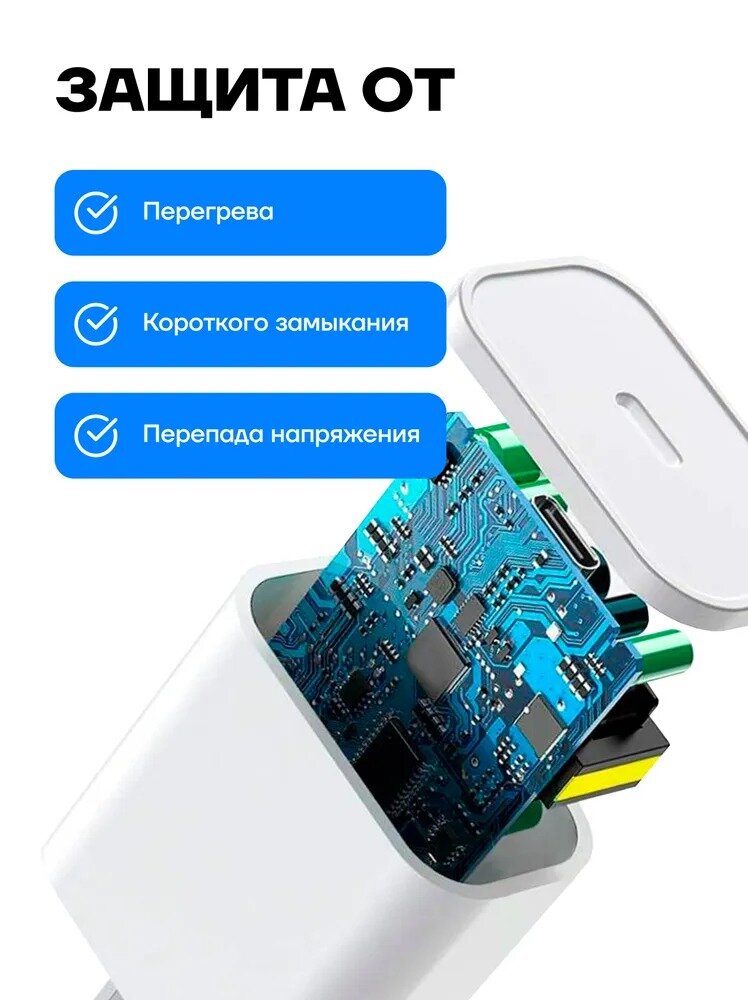 Быстрая зарядка 20W блок питания с кабелем Type-C / блок питания type c / зарядное устройство для айфона — фото 1