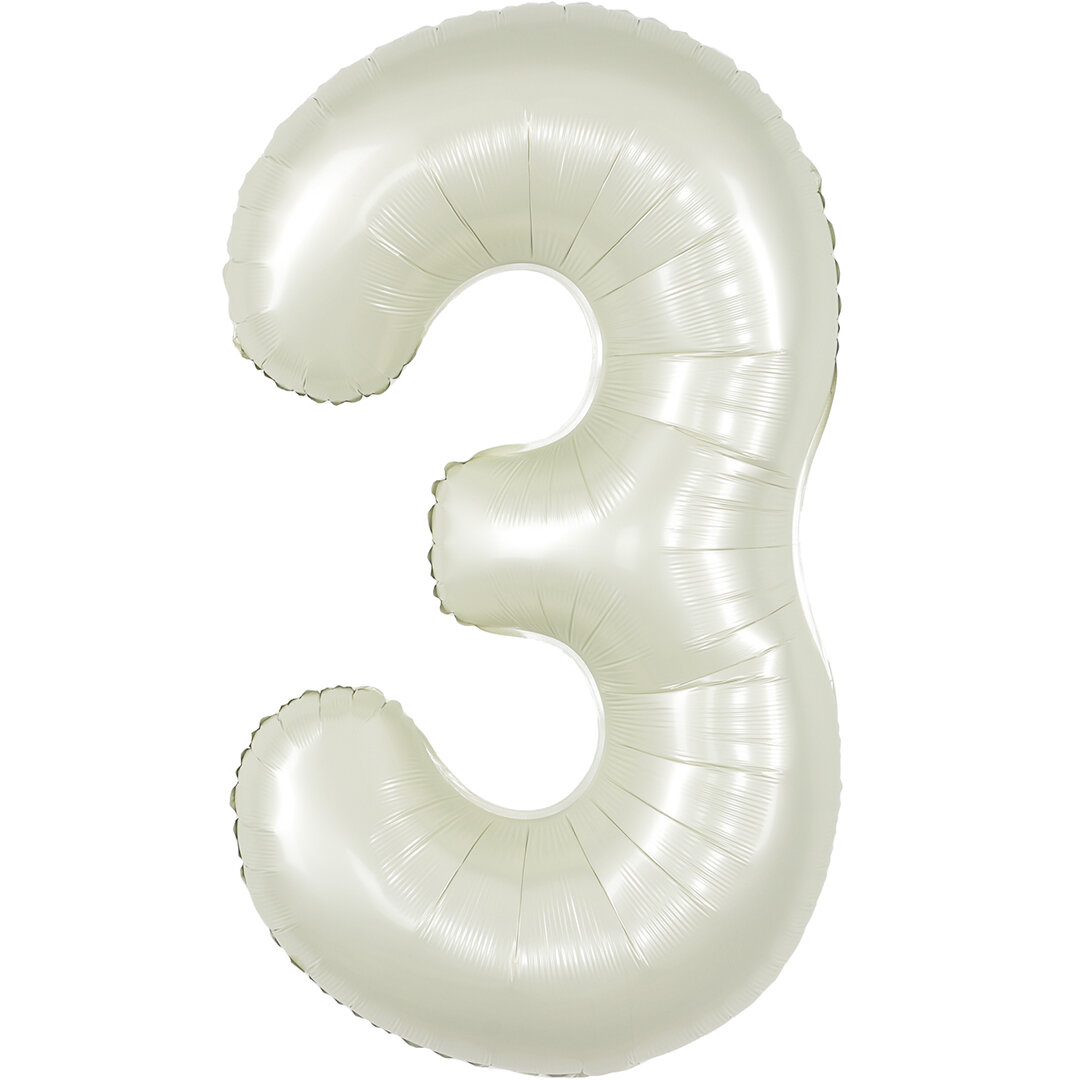 Воздушный шар цифра 3 Белый песок 102 см