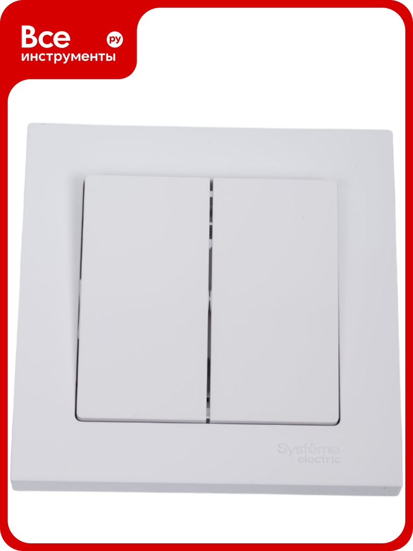 Двухклавишный выключатель Systeme Electric ATLAS DESIGN сх 5 10АХ в сборе белый ATN000152
