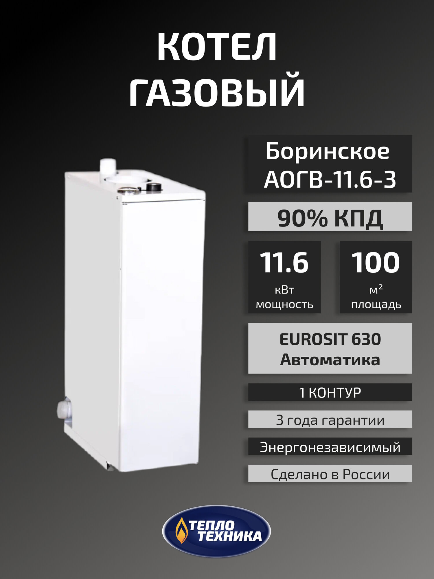 Газовый котел напольный Боринское АОГВ-116-3 Eurosit одноконтурный