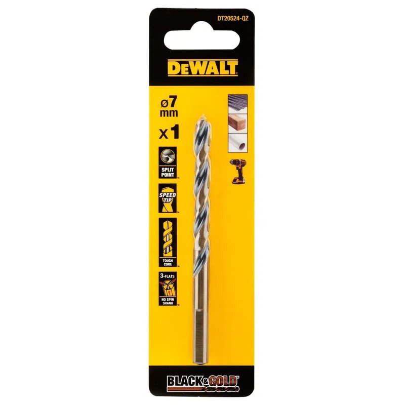 Сверло по металлу DeWalt Black&Gold HSS 7мм DT20524-QZ