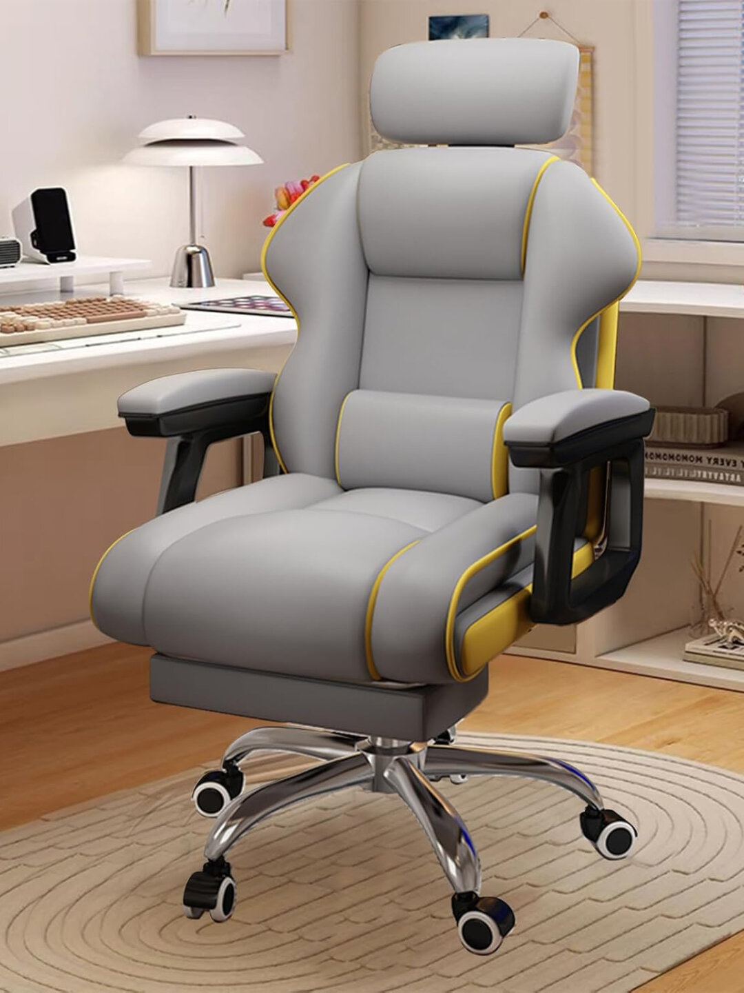 Эргономичное офисное кресло, компьютерный стул для работы и гейминга с подголовником - Серый