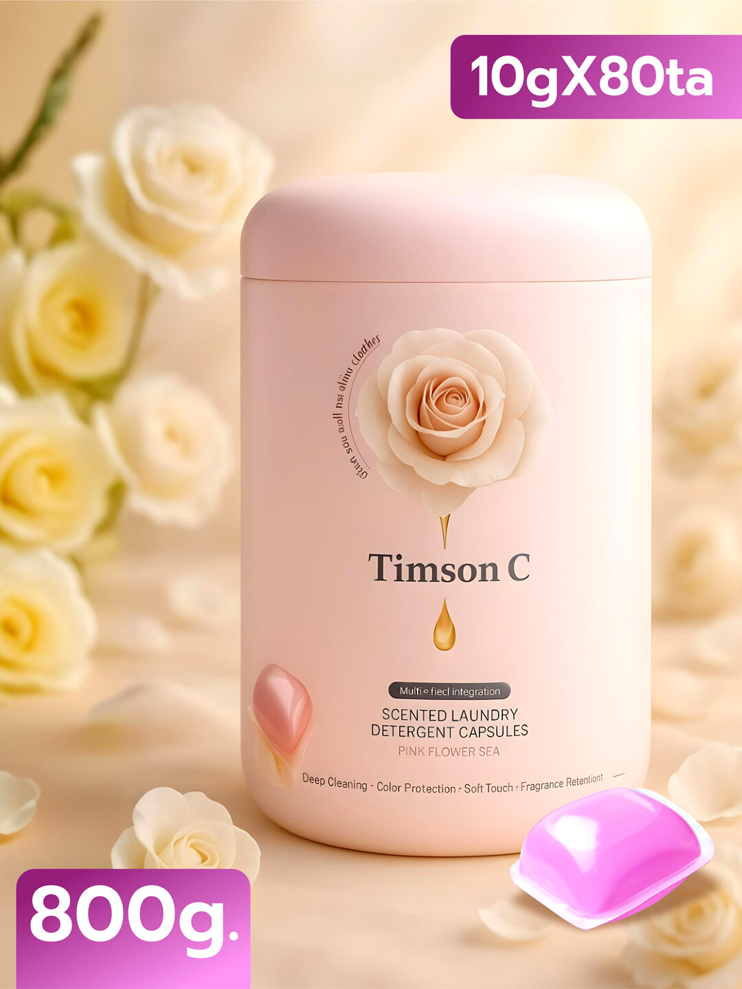 Капсулы для стирки Timson C – с приятным ароматом «Rosa» и «Pomelo Rose», формула 4 в 1 — фото 1