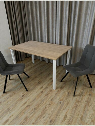 Изображение товара Дизайнерский стол обеденный/ цвет Дуб Сонома, 130*80 см. Ножки белые.