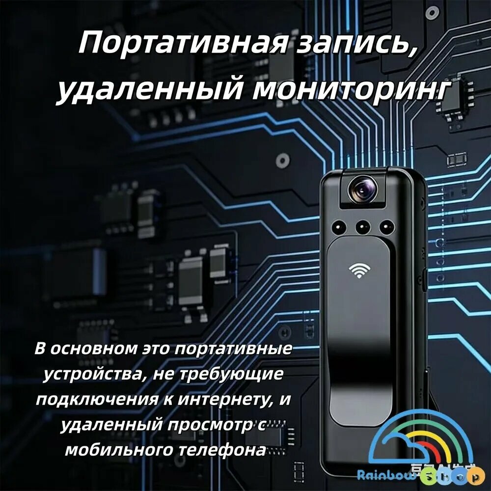 Профессиональный диктофон с камерой 1080P Детектор движения Поворот на 180 С клипсой и ИК-подсветкой