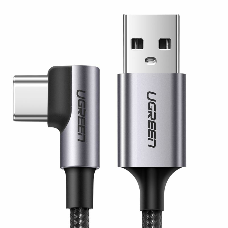 Кабель UGREEN US284 (50942) Right Angle USB-A to USB-C Cable. Длина: 2м. Цвет: серый космос