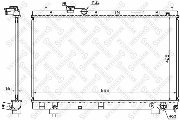 STELLOX Радиатор охлаждения двигателя (авто с МКПП) для Toyota Picnic 2.0i 16V 96-01