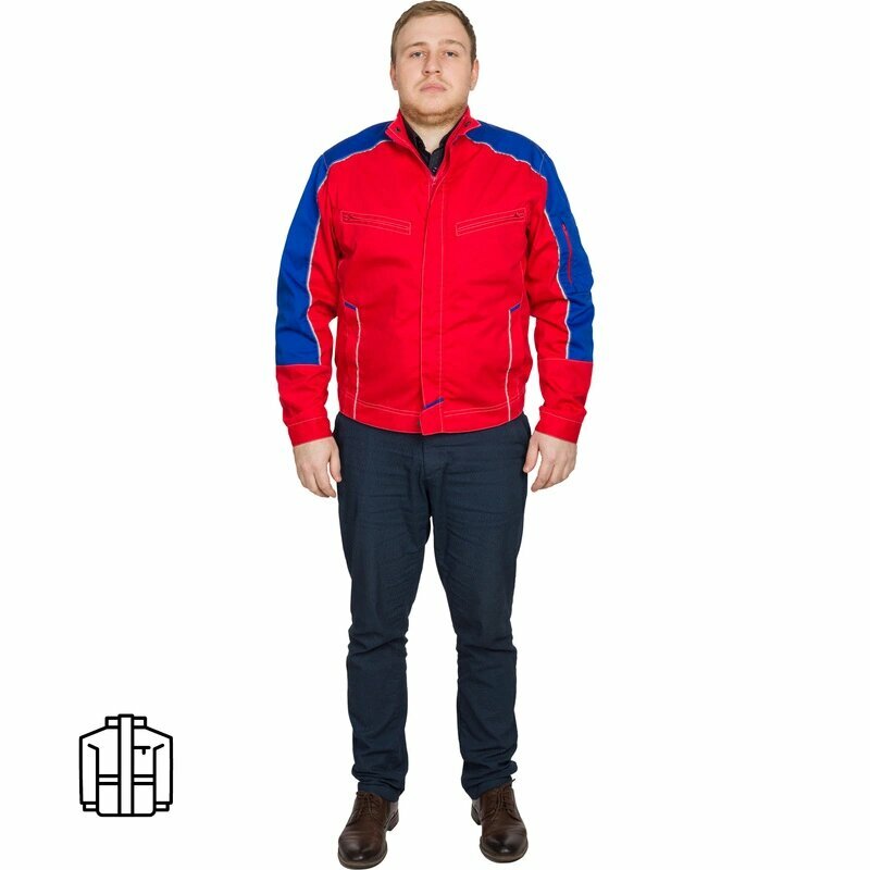 Куртка рабочая летняя мужская Л34-КУ красная/васил. 52-54/170-176