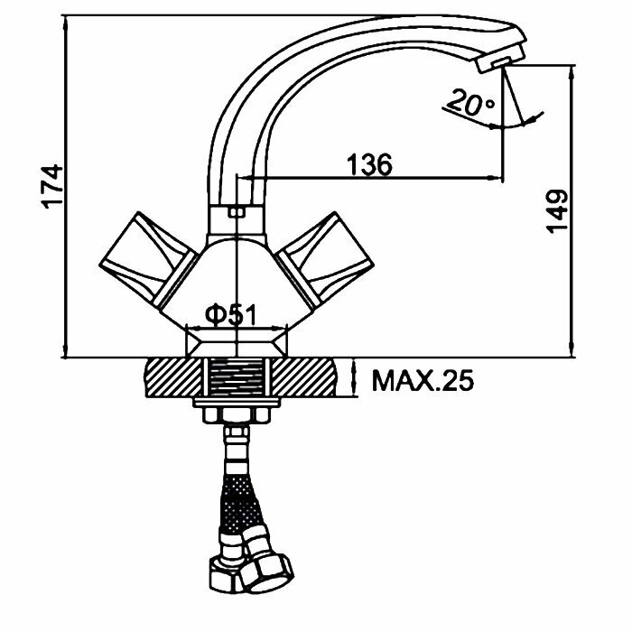 Смеситель LEDEME L1087-2 для умывальника — фото 1