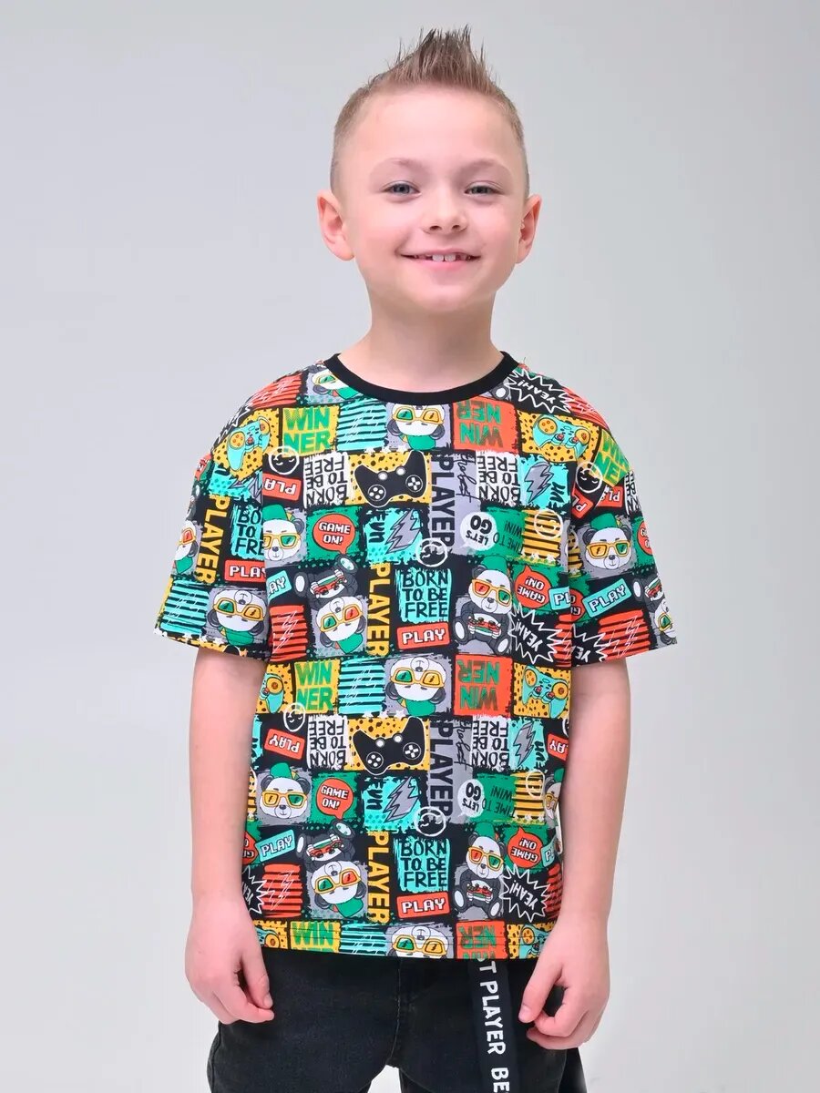 Футболка Kari Kids Pixel World размер 3-4 зеленый черный красный