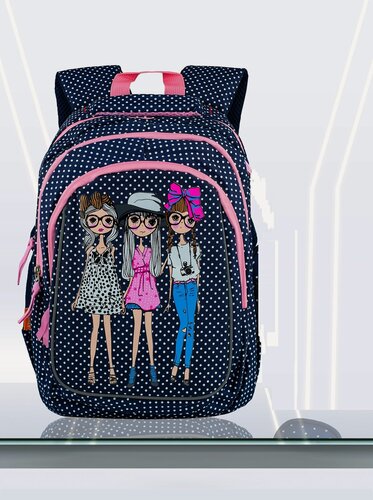 Изображение товара Рюкзак школьный для девочки с брелком. 2 отделения, мягкая спинка