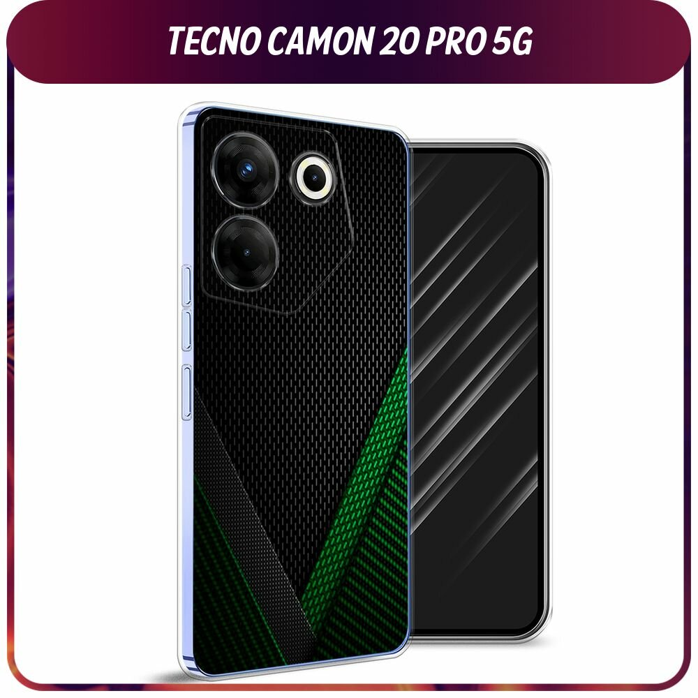 Чехол на Tecno Camon 20 Pro 5G / Текно Камон 20 Про 5G с принтом "Зеленый карбон"