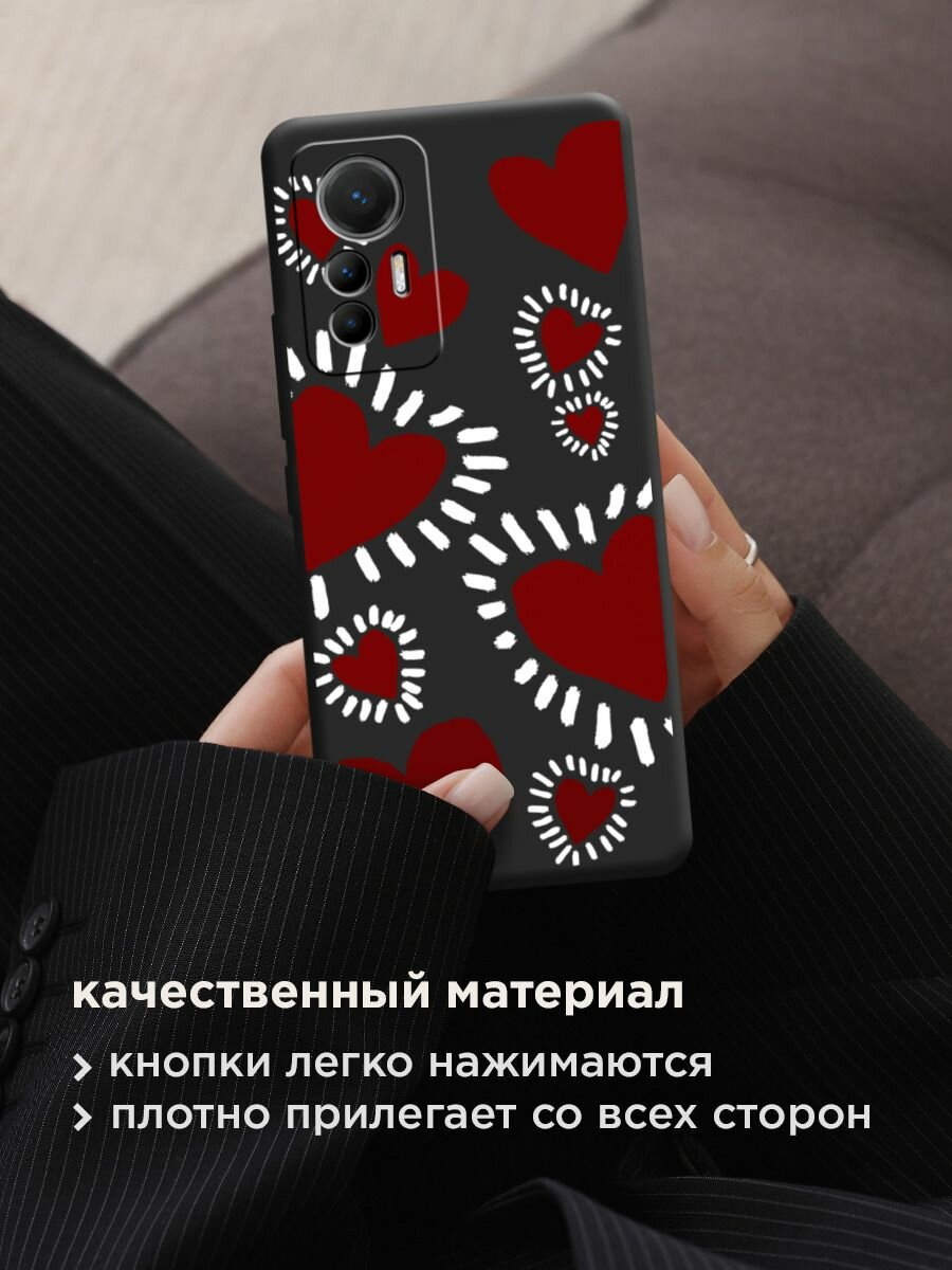 Чехол на Xiaomi 12 Lite / Сяоми 12 Лайт с принтом "Бордовые сердца 2" — фото 1