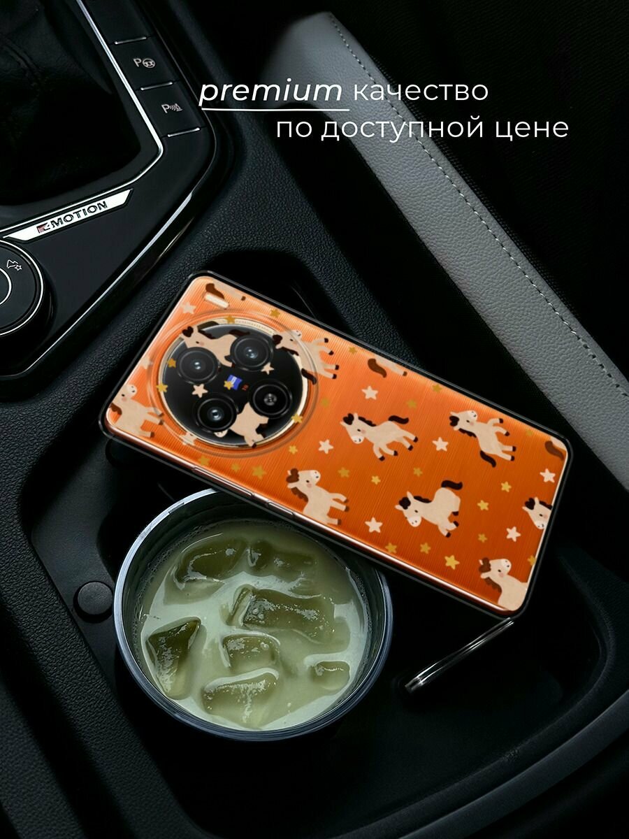 Чехол на Vivo X100 / Виво X100 с принтом "Милые лошадки паттерн", прозрачный