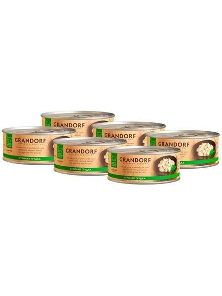 GRANDORF 6 шт по 70 г консервы для кошек куриная грудка кусочки в бульоне