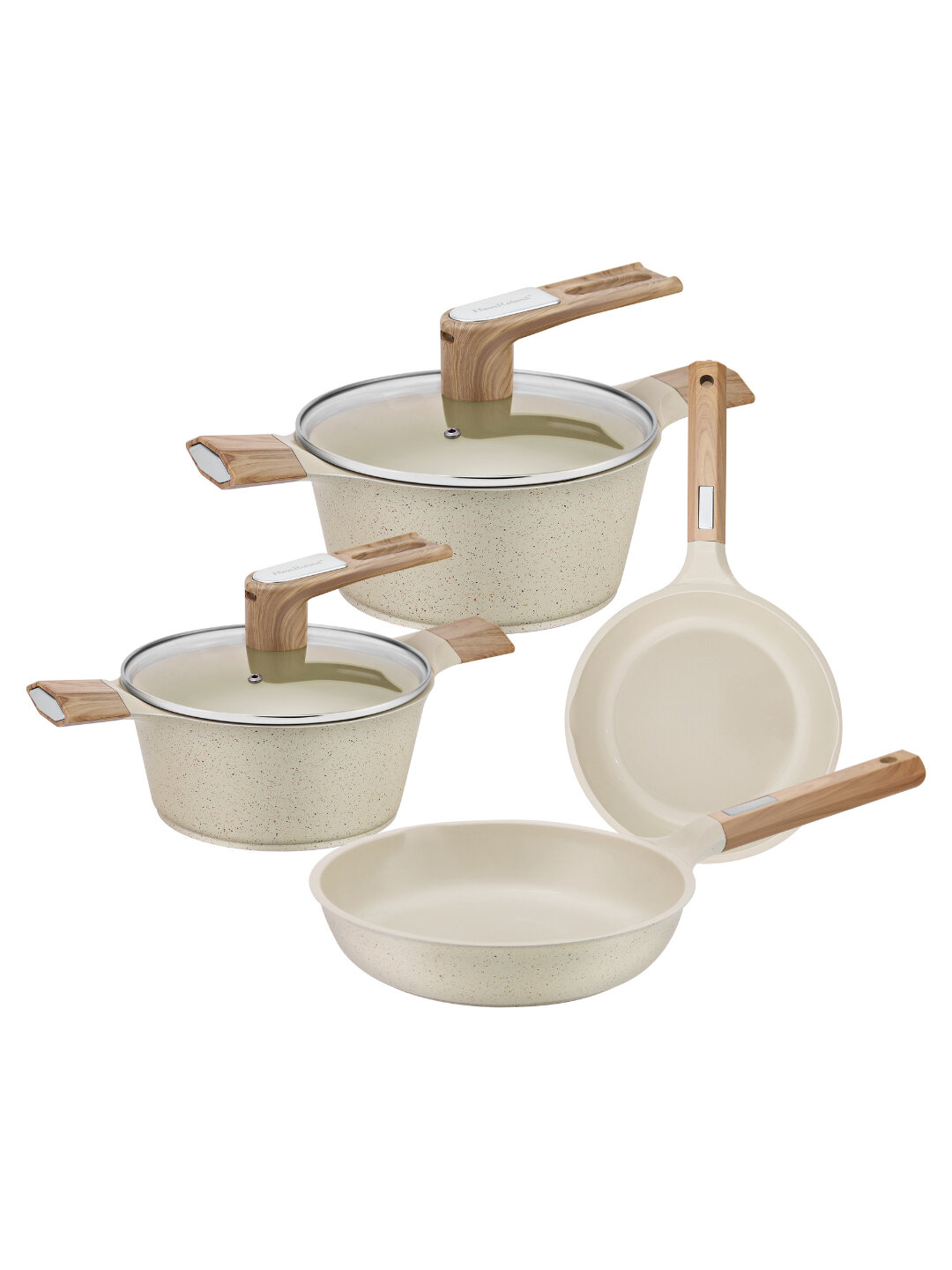 Набор кастрюль и сковород Hause Roland с антипригарным покрытием, в черном и белом цвете - Белый