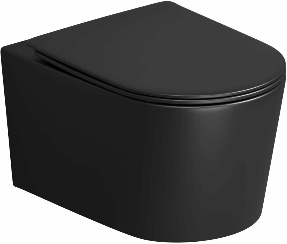 Унитаз подвесной Grossman GR-4499BMSQ безободковый торнадо с сиденьем микролифт черный матовый