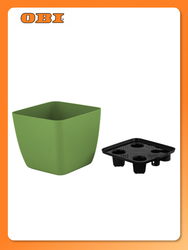 Горшок с дренажной вставкой InGreen Vienna  1 5л  квадратный  оливковый