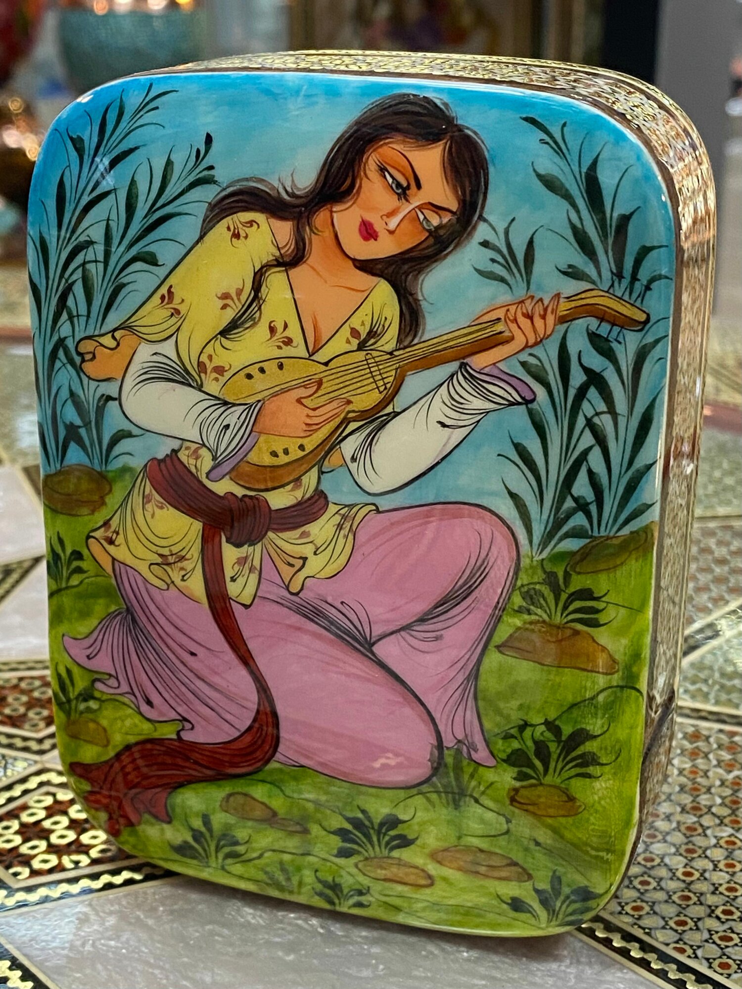 Чехол-Футляр "Персидский базар", для покерных карт, ручная работа, дерево