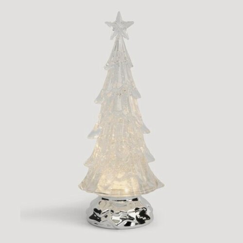 Изображение товара Снежный фонарь Anna Lafarg Event Ель с летающими блестками, 27 см, с подсветкой, серебристый (ANLAF-YJJS2)