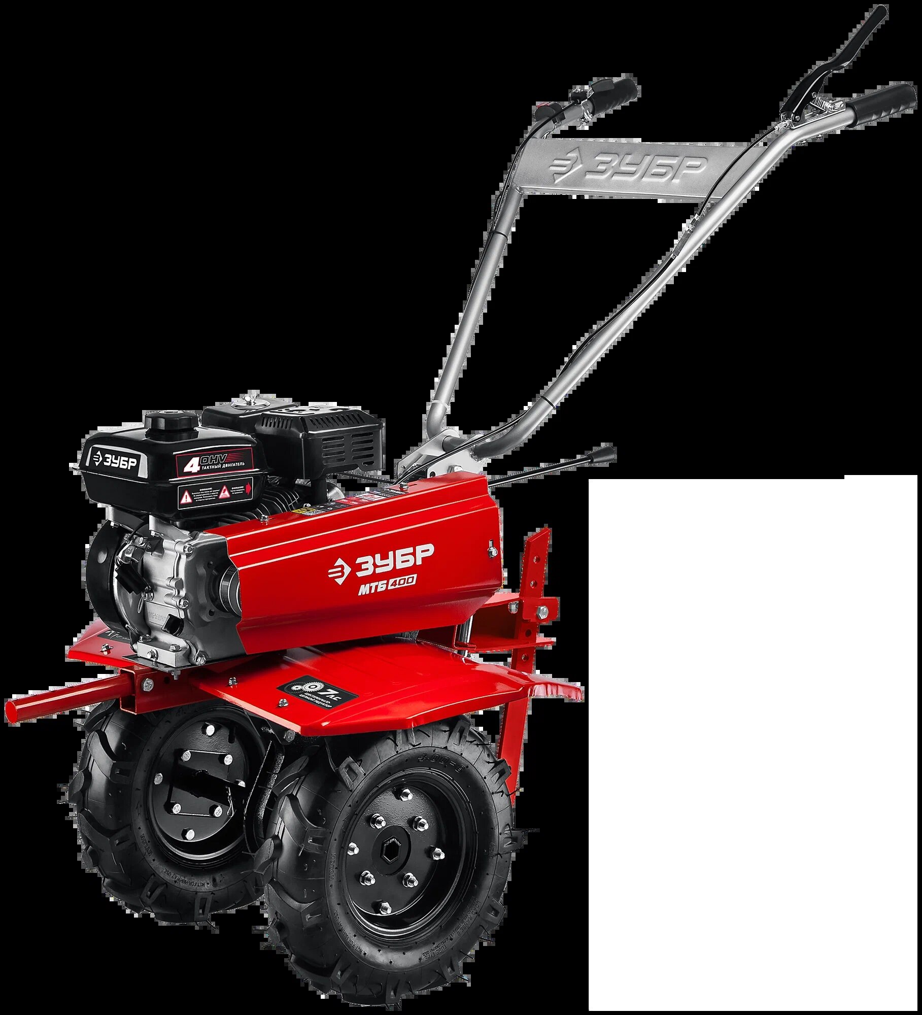 Мотоблок ЗУБР МТБ-400 бензиновый 7 л. с. 212 см³ 85 см ширина обработки вал отбора мощности