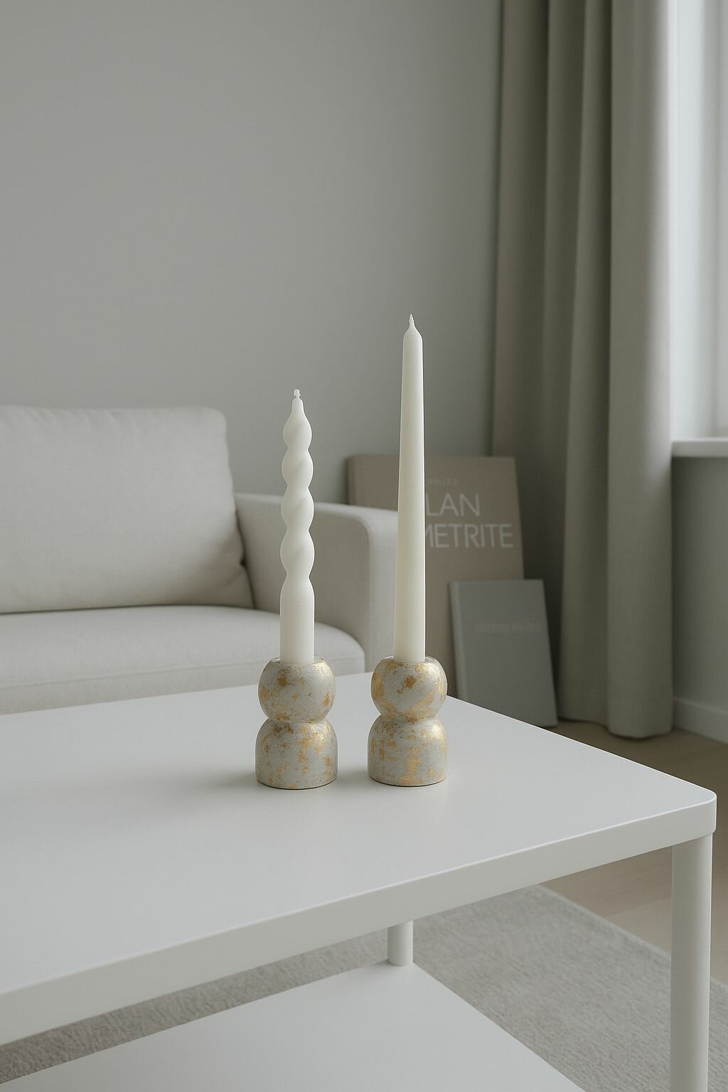 Набор гипсовых подсвечников LABRO.FORM золото 2 шт сканди-минимализм для дома и праздника