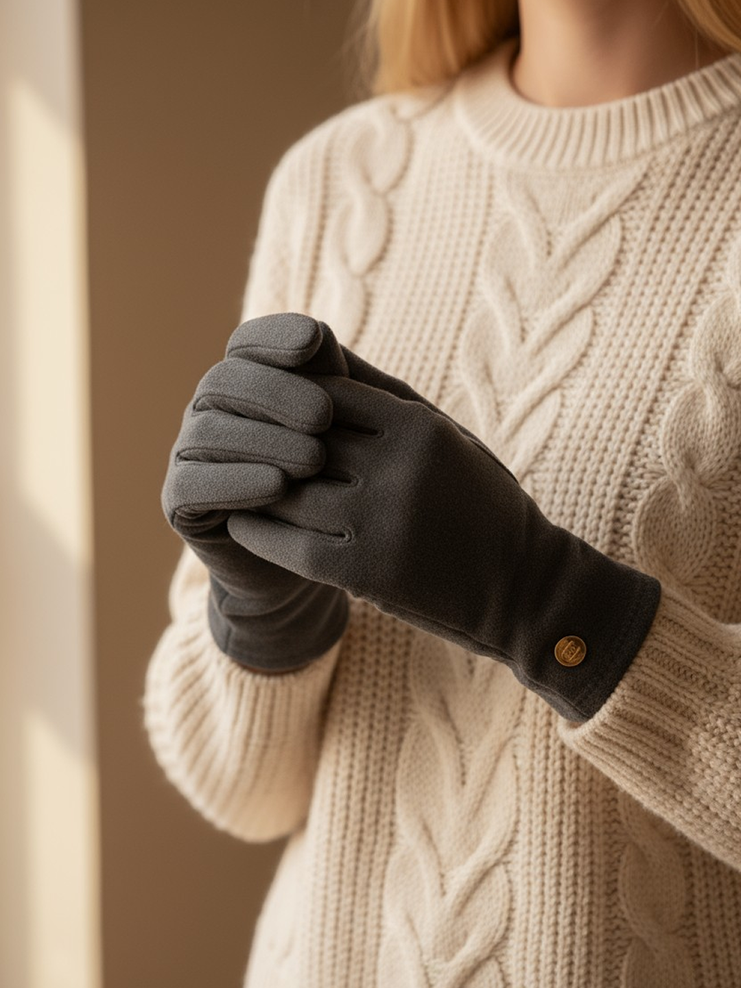 Перчатки  для женщин, размер 16.5, темно-серый — фото 1