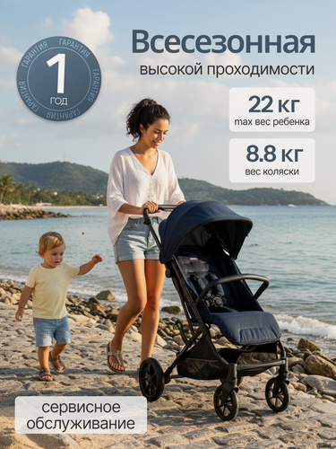 Изображение товара Коляска Inglesina "Zenit Navy", прогулочная, легкая, компактность, устойчивость