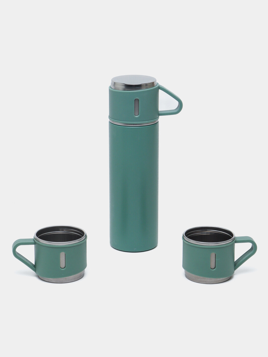 Термос, 3 стакана и подарочный набор, 500 мл - Бирюзовый