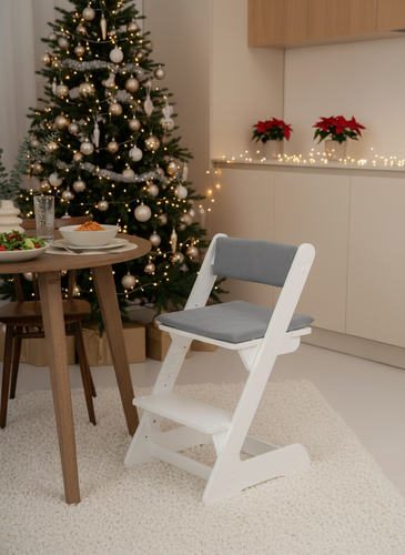 Изображение товара Растущий стул PAPPADO для детей и школьников, белый с серыми подушками