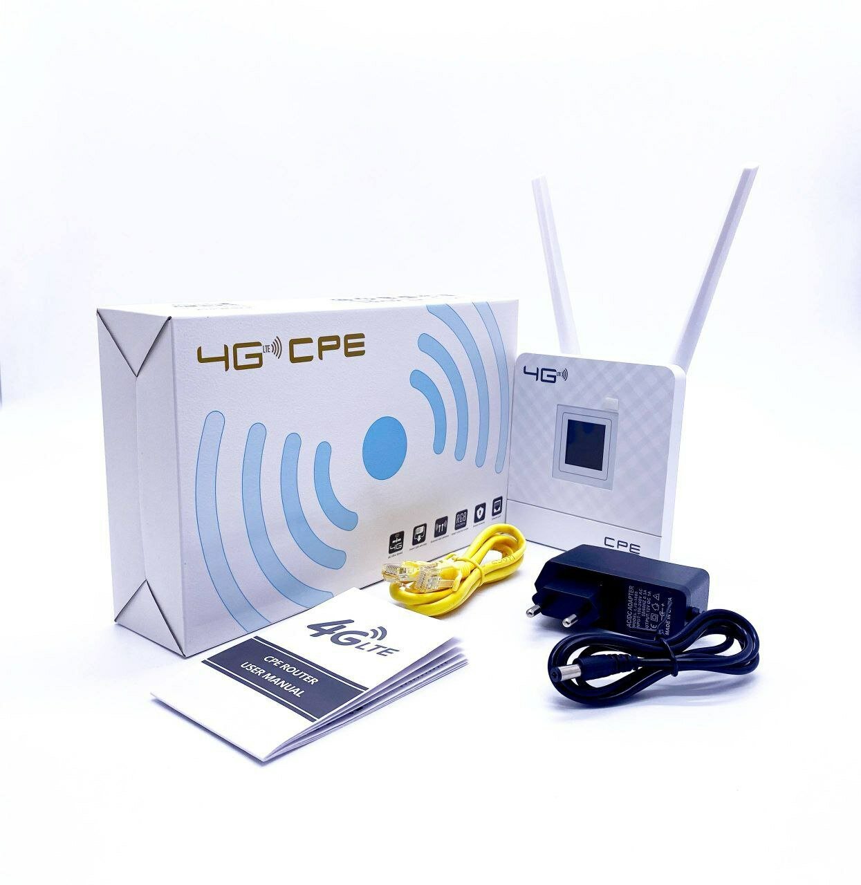 4G LTE CPE Wi-Fi роутер с SIM-картой и внешними антеннами для дома и офиса