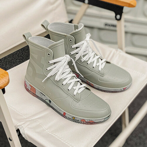 Изображение товара Модные резиновые сапоги, женские и парные низкие водонепроницаемые ботинки, мужские водонепроницаемые сапоги, нескользящие резиновые сапоги, короткие резиновые туфли для студентов. Размер обуви. EU:44