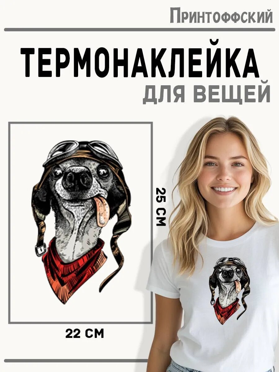Термонаклейка для одежды и аксессуаров DTF-печать собака — фото 1