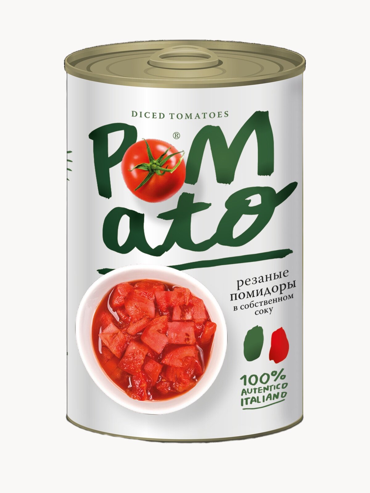 Помидоры Pomato резаные, в собственном соку, в жестяной банке, 400г