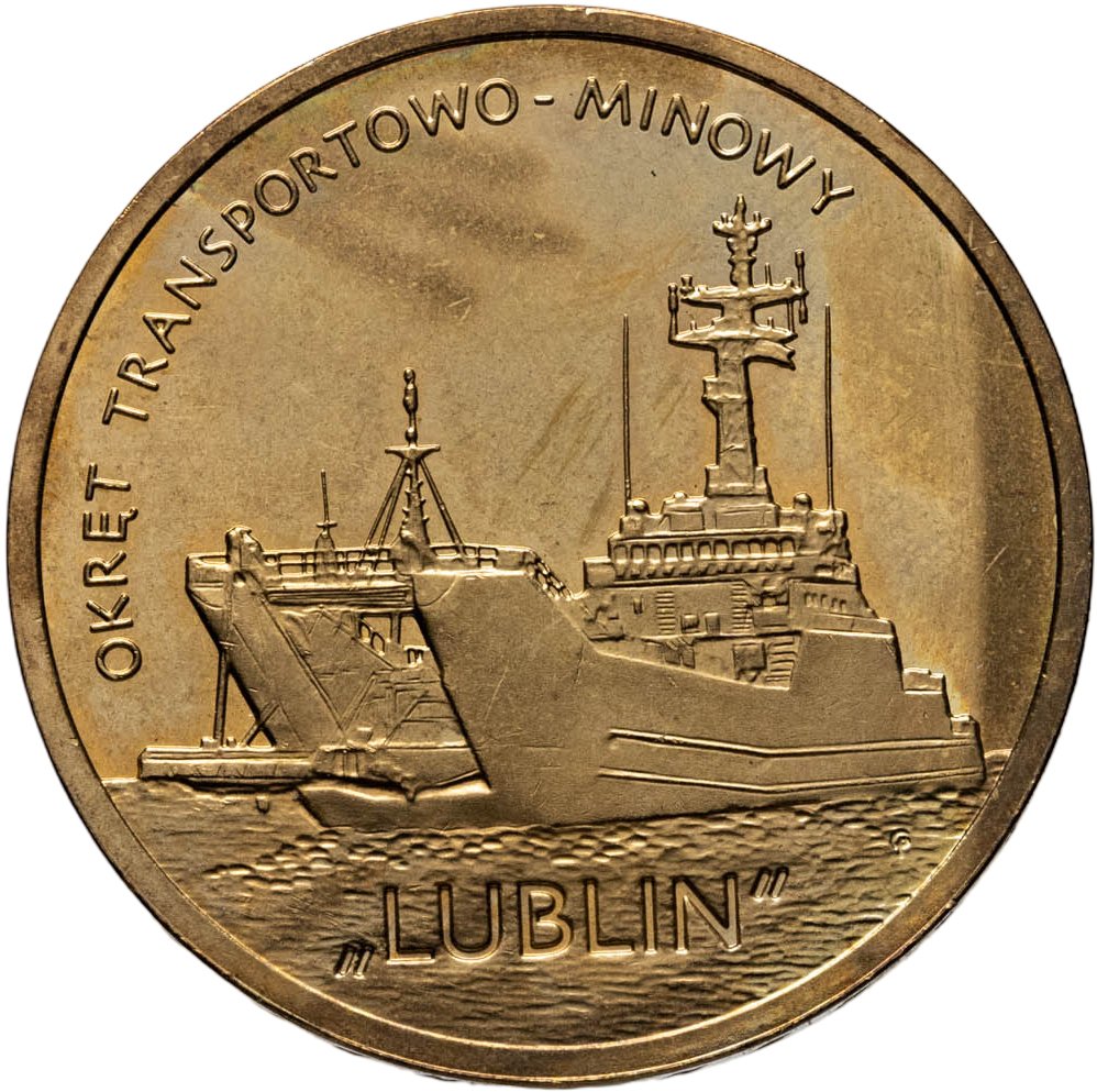 Польша 2 злотых 2013 "Военно-транспортный корабль "Люблин", Латунь, в сохранности UNC