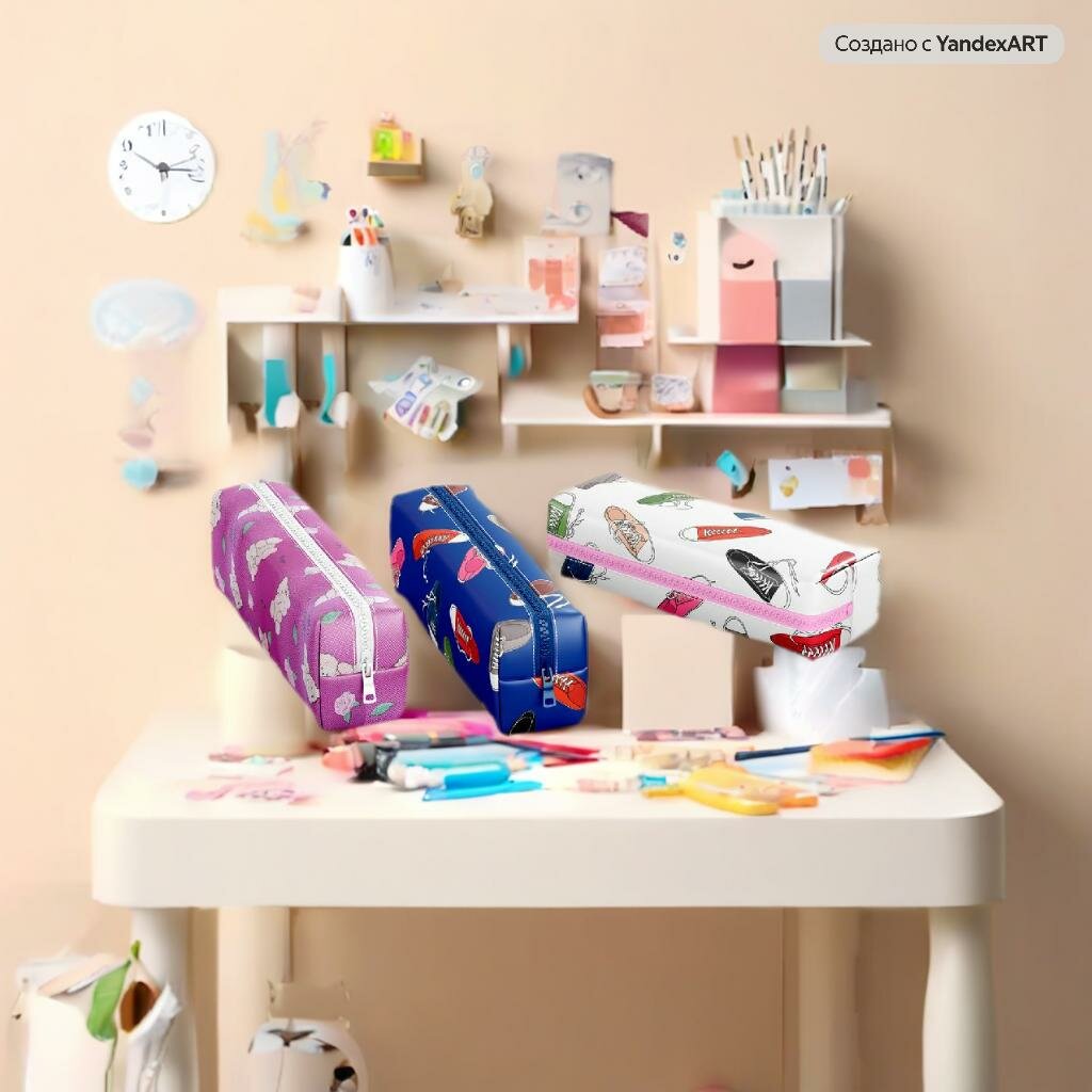 Пенал ALFA School Time 1PNC01, на молнии, полиэстер, разноцветный
